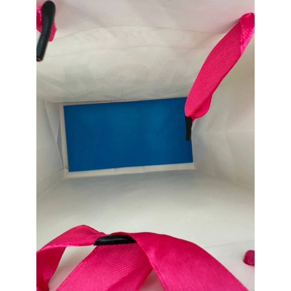 Mothers Day Birthday Mom Gift Bag Pink Ribbon Handles and Glitter Accents 9x7in